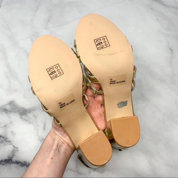 NEW Nicole Miller Metallic Strappy Sandal Heels 10 - Picture 8 of 10